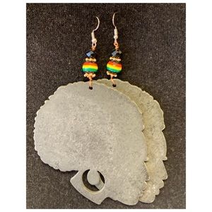 Handmade earrings made from natural materials.